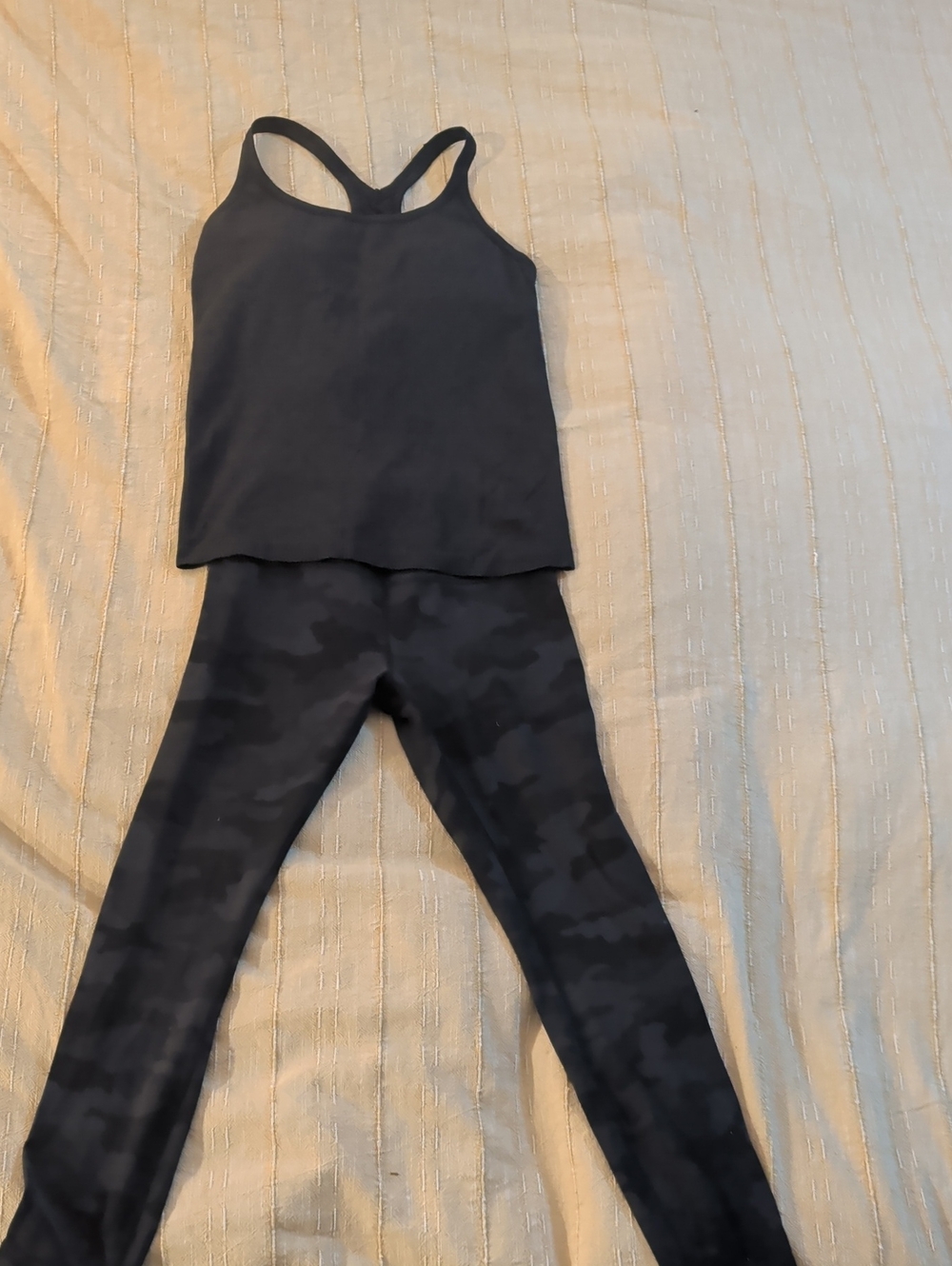 lululemon athletica Black Camo Leggings with Black Racerback Tank